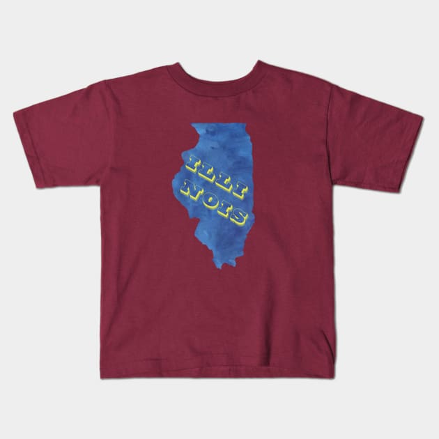 The State of Illinois - Watercolor Kids T-Shirt by loudestkitten